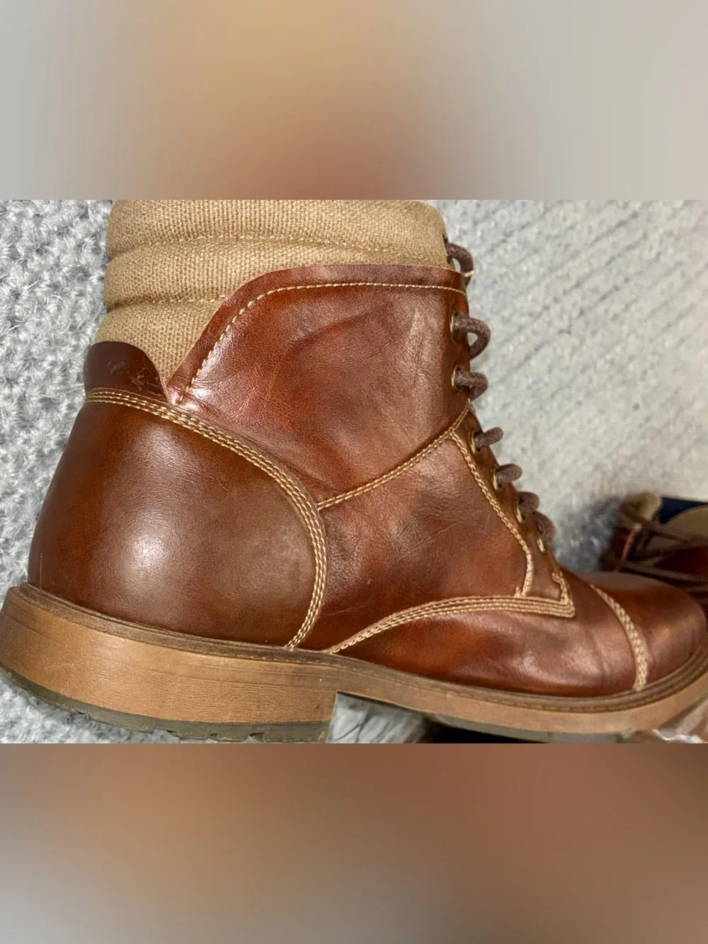 Men's Brown Leather Lace-Up Ankle Boots Size 10.5